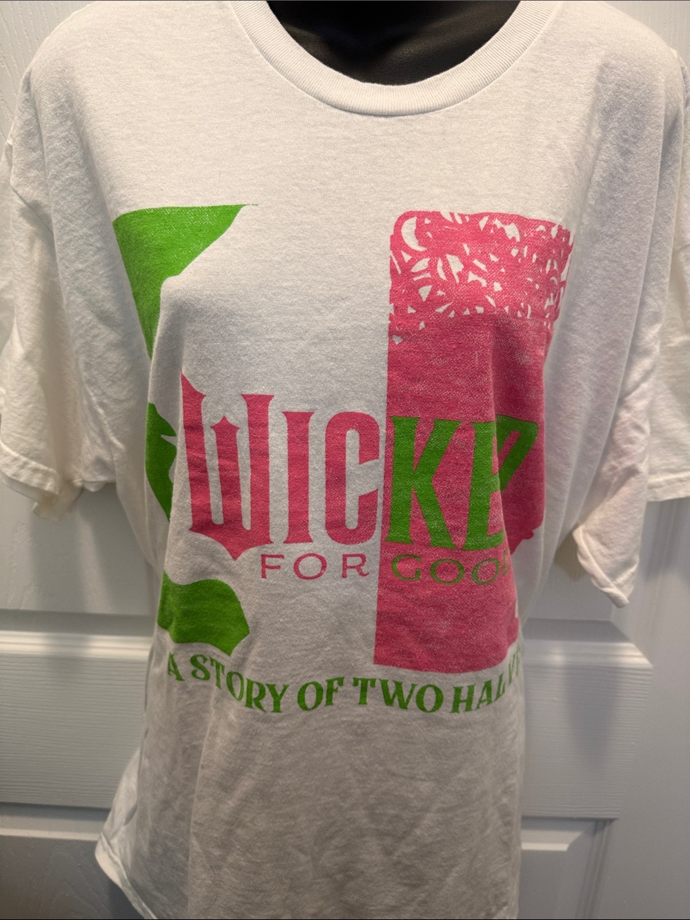 Junk Food Clothing White Tee with Pink & Green 'Wicked For Good' Graphic